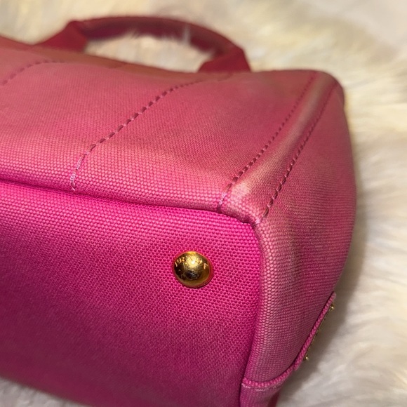 PRADA Canapa Shoulder Bag Hand Bag Canvas Pink Ladies From Japan GUC - Picture 9 of 12